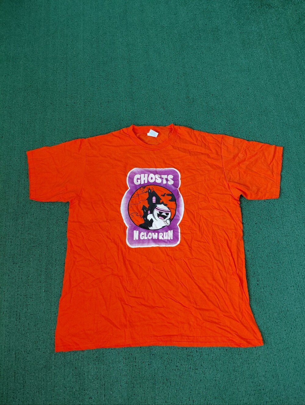 Ghosts N Glow Run Racing Marathon Halloween Orange T Shirt Sz XL